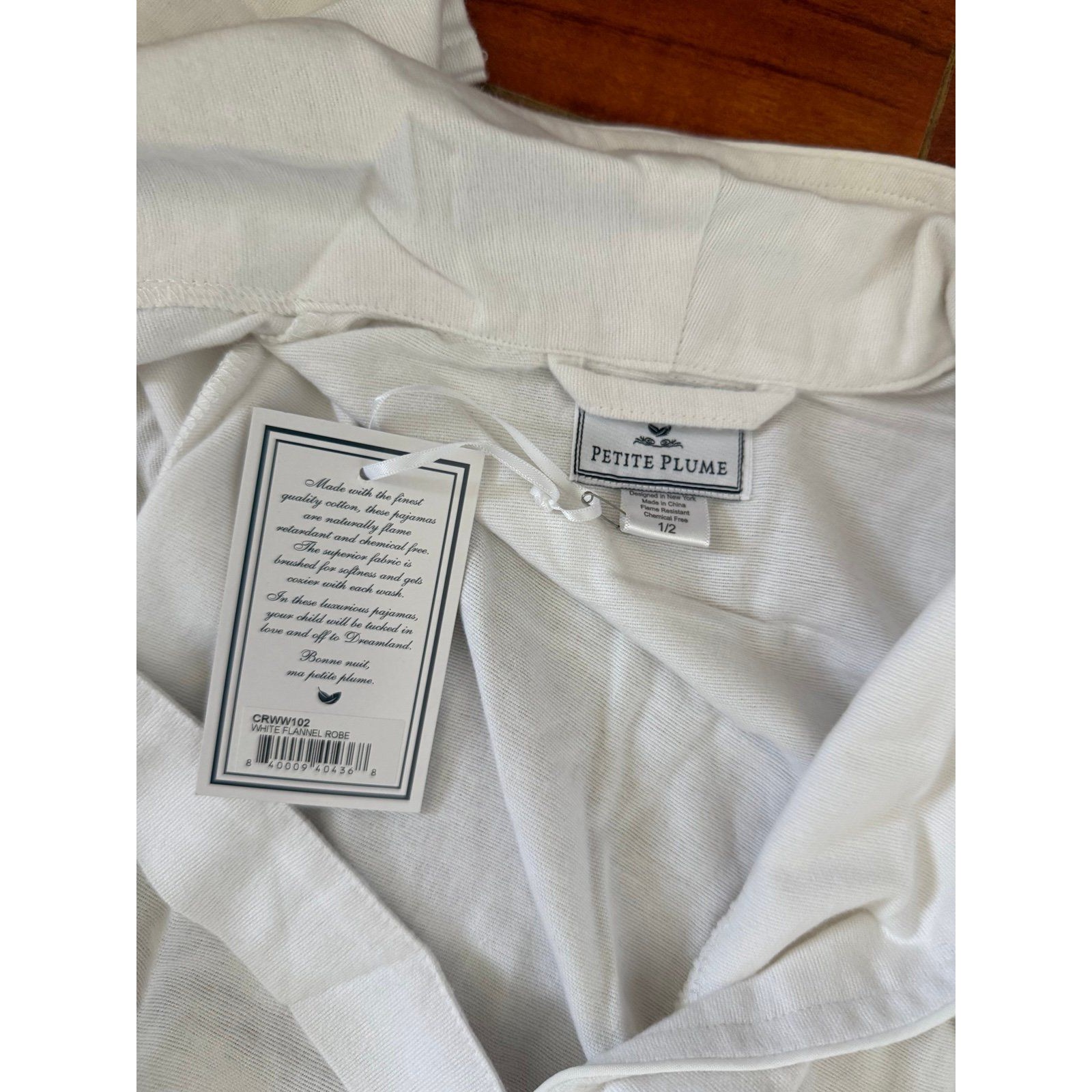 Petite Plume White Cotton Robe With Belt — image 3 of 3